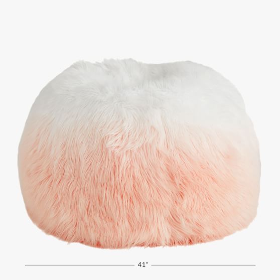 Himalayan FauxFur Blush Ombre Bean Bag Chair Pottery Barn Teen