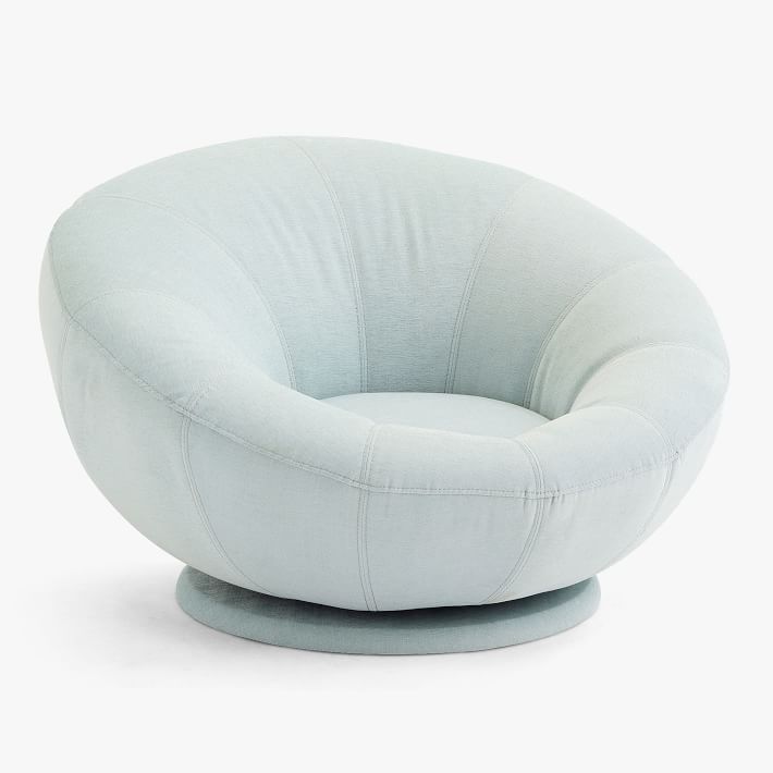 Chenille Washed Pool Groovy Swivel Chair