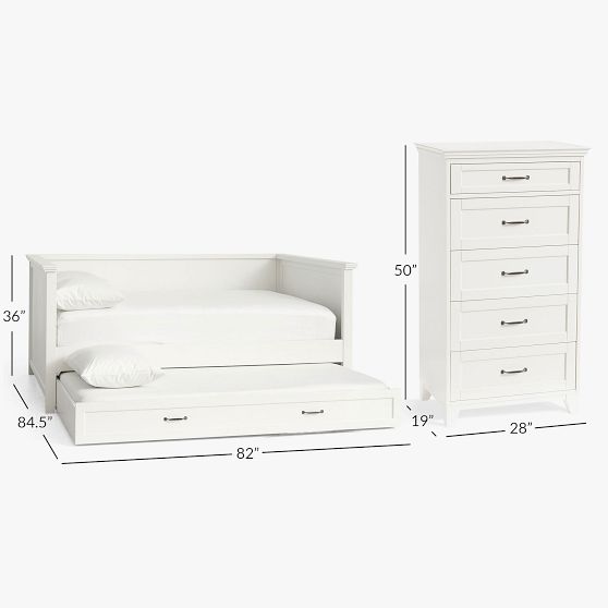 Hampton Daybed with Trundle & 5Drawer Tall Dresser Set Pottery Barn Teen