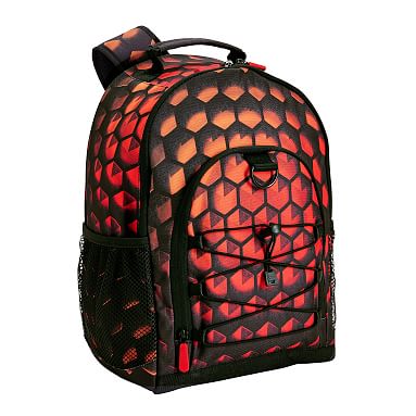 Gear-Up Red Hexagon Gamer Recycled Backpack, Small