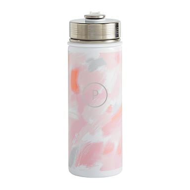 Claire Pink Brushstrokes Slim Water Bottle