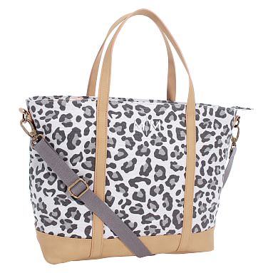 Northfield Leopard Zipper Recycled Tote Lunch Box, Black/White