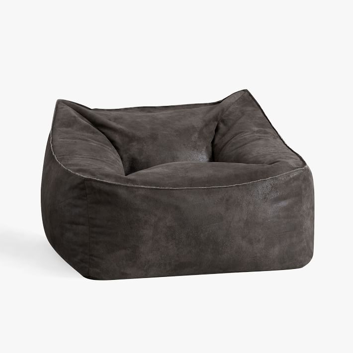 Textured Faux-Suede Charcoal Modern Lounger