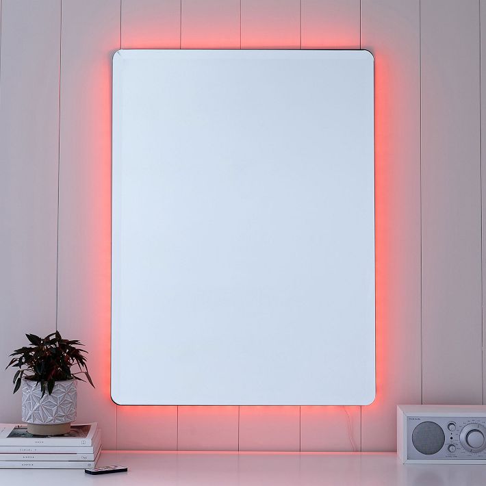 Ambient Backlit Rectangular Mirror Pottery Barn Teen   Ambient Backlit Rectangular Mirror O 