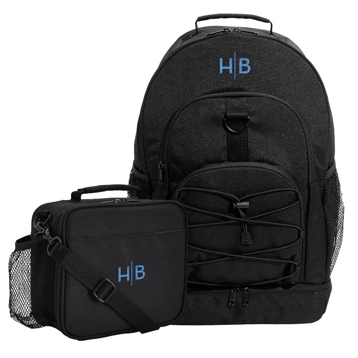 Black Solid Backpack and Classic Lunch Box Bundle