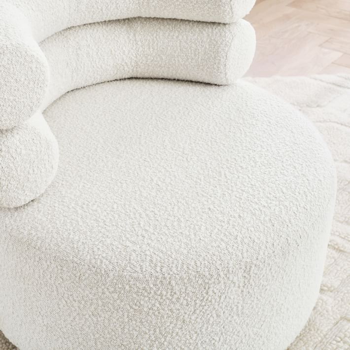 Chunky Bouclé Ivory Hug Swivel Chair | Pottery Barn Teen