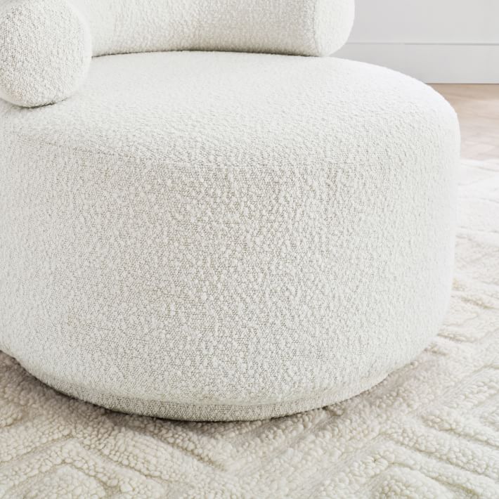 Chunky Bouclé Ivory Hug Swivel Chair | Pottery Barn Teen
