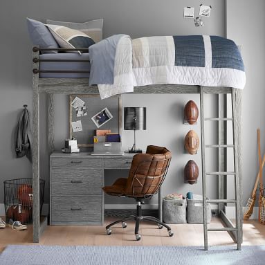 Waverly Loft Bed & Single Pedestal Desk Set | Pottery Barn Teen