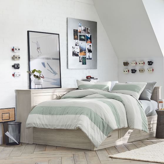 Hampton Corner Storage Bed & 5Drawer Tall Dresser Set Teen Storage