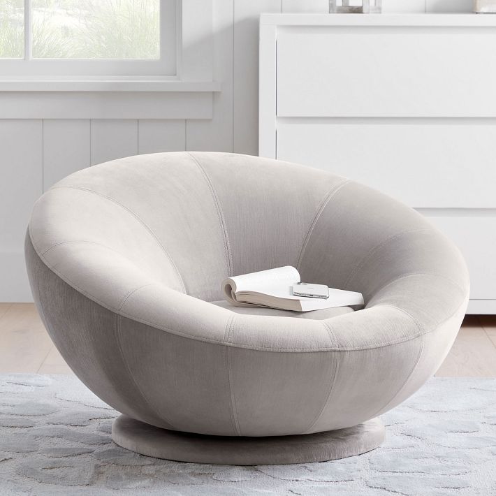 Lustre Velvet Light Gray Groovy Swivel | Pottery Barn Teen