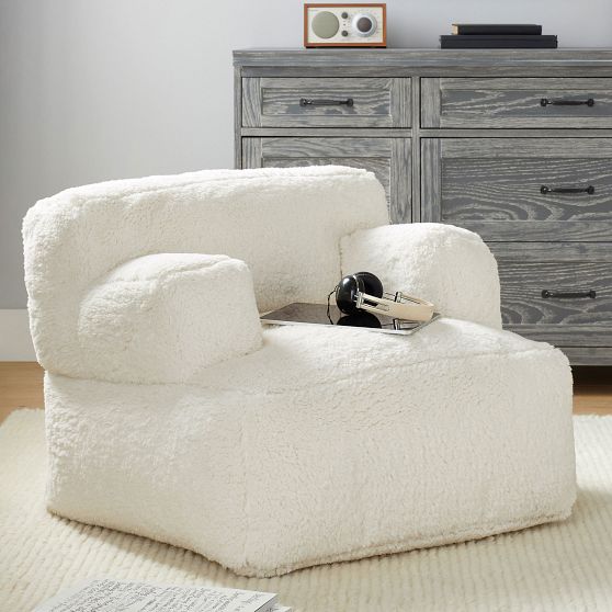 Ivory Sherpa Faux-Fur Eco Lounge Chair | Pottery Barn Teen