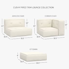 Antage Whitney Land Build Your Own - Cushy Piped Trim Sectional | Pottery Barn Teen