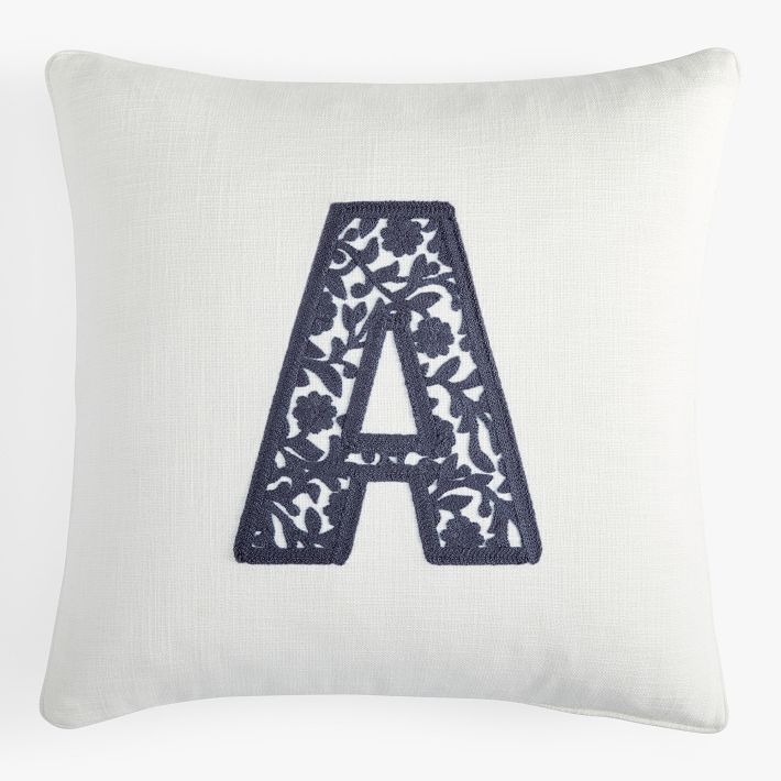 Monogram Pillow Chunky Cover Name Initial Letter 18 x 18