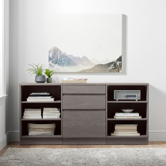 Bowen Triple Mixed Shelves Low Bookcase Pottery Barn Teen