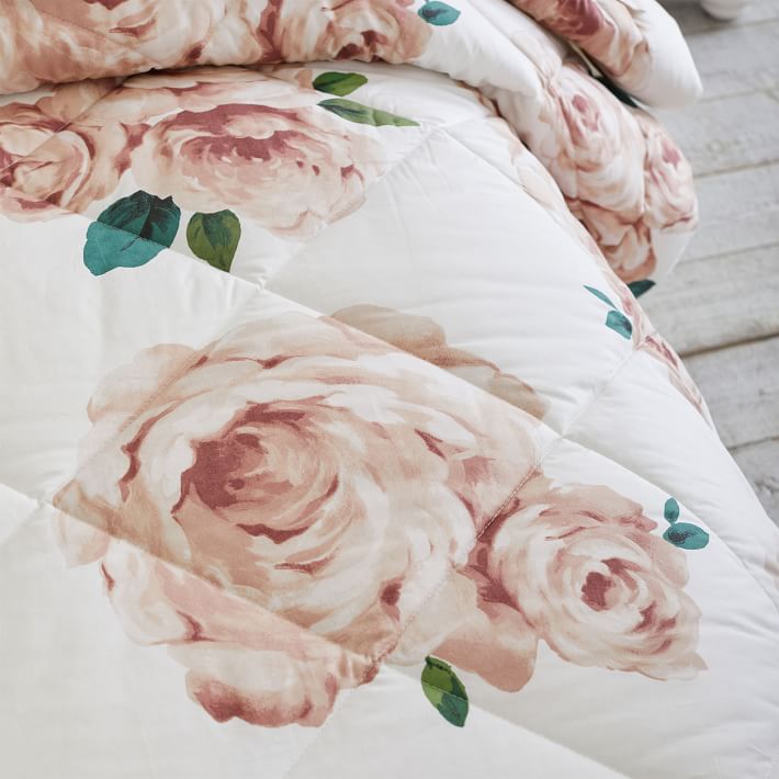 Emily & Meritt Bed of Roses Comforter Ivory/Blush Pottery Barn Teen