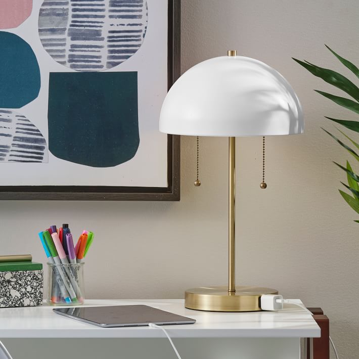 Sofia Dome Cordless Table Lamp, Brass