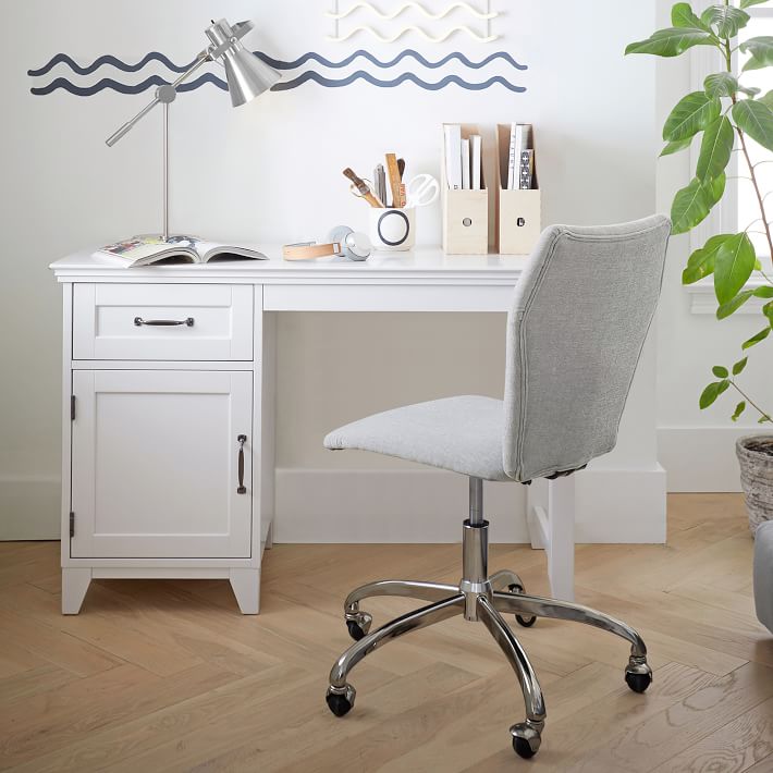 Hampton Small Space Storage Desk and Chenille Plain Weave Washed