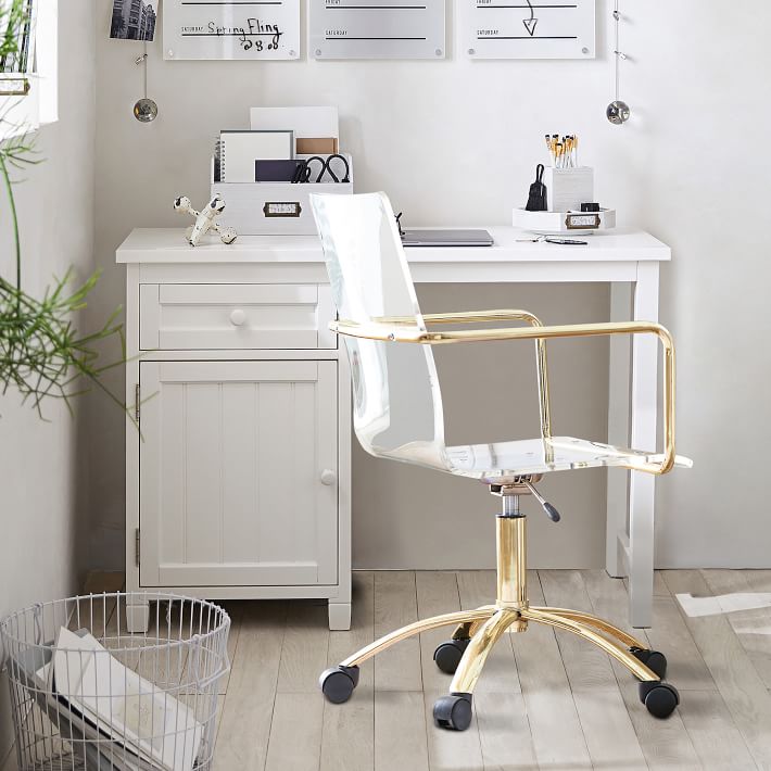 Hampton Small Space Desk and Gold Paige Desk Chair Set
