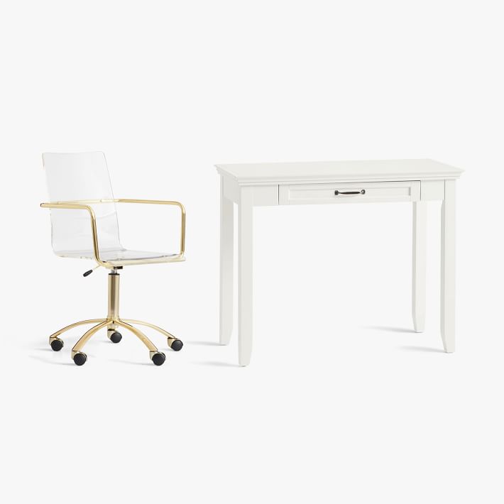 Hampton Small Space Desk and Gold Paige Desk Chair Set