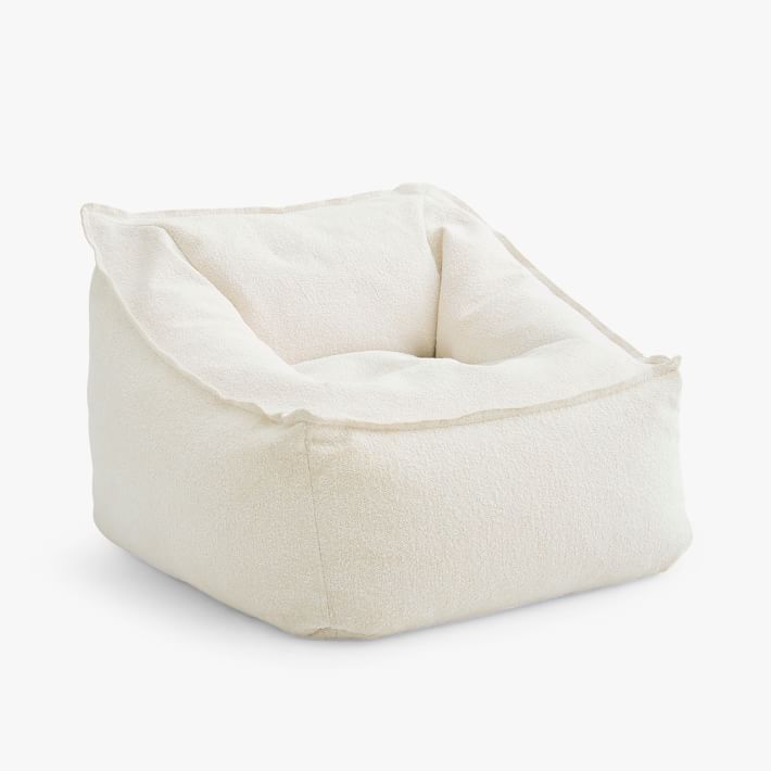 Chunky Boucle Ivory Bean Bag Chair