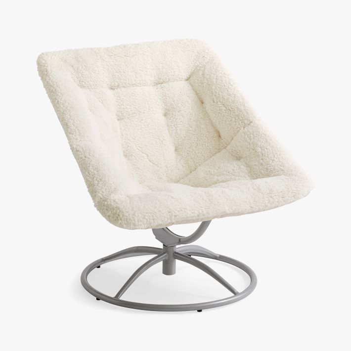 Sherpa Ivory Square Hang-A-Round Swivel Chair