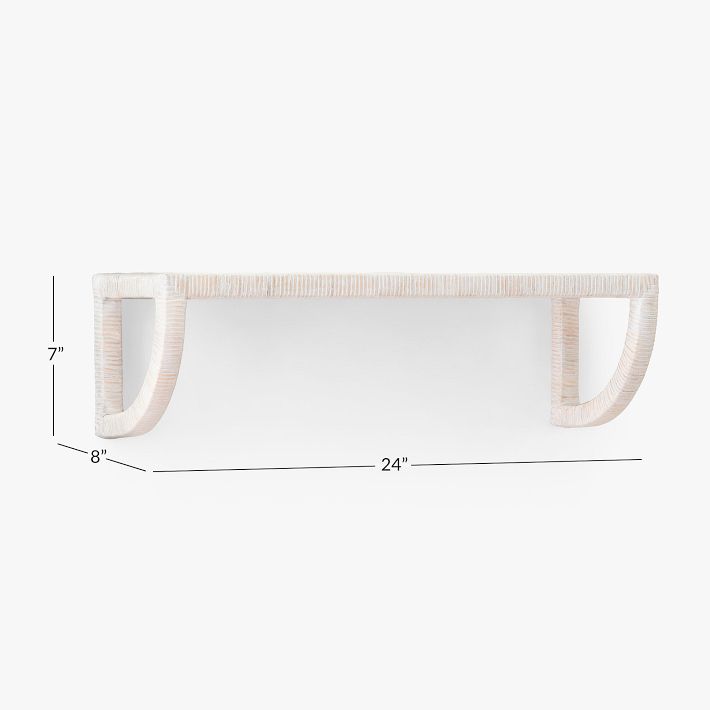 Wall Mounted Whitewashed Wood Bathroom Floating Shelf, 2-Tier Wall