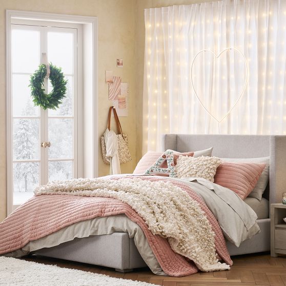 Shelter Upholstered Classic Bed Pottery Barn Teen