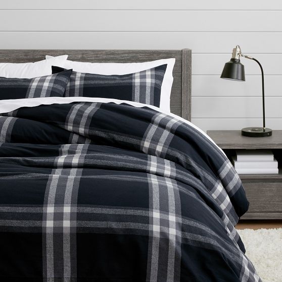 Xander Plaid Organic Flannel Duvet Cover Pottery Barn Teen