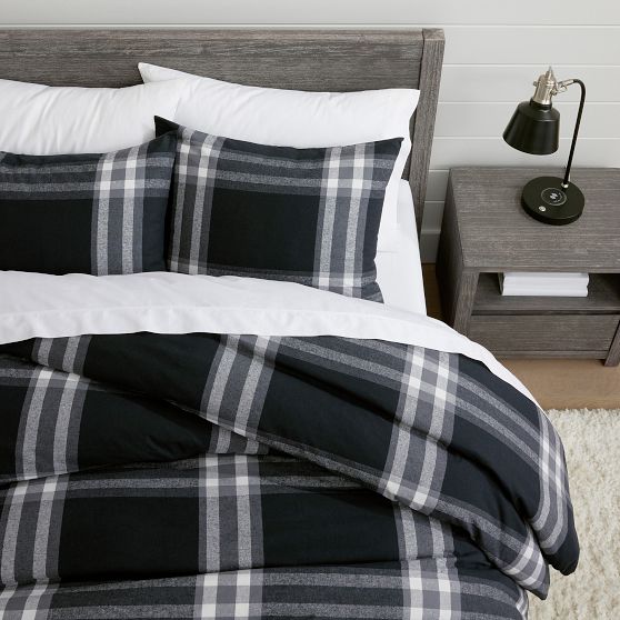 Xander Plaid Organic Flannel Duvet Cover Pottery Barn Teen