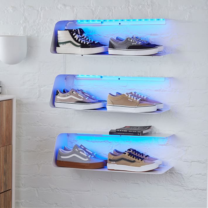 Custom Wall Stand Retail Shoe Display Rack Cabinet with LED Lights