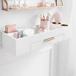 Get-Ready Wood Vanity Mirror with Storage