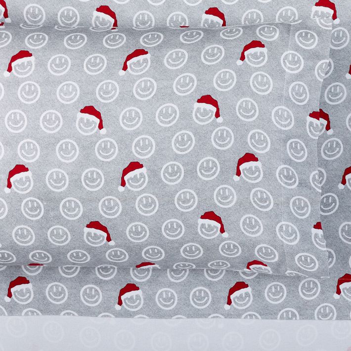 Smiley Santa Organic Flannel Sheet Set