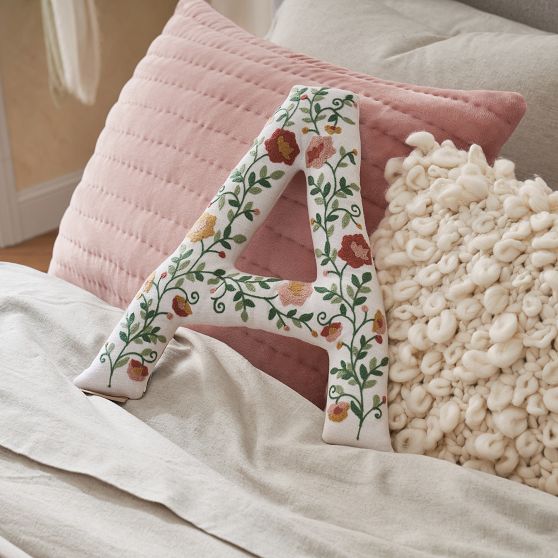 Floral Letter Shaped Pillow Pottery Barn Teen