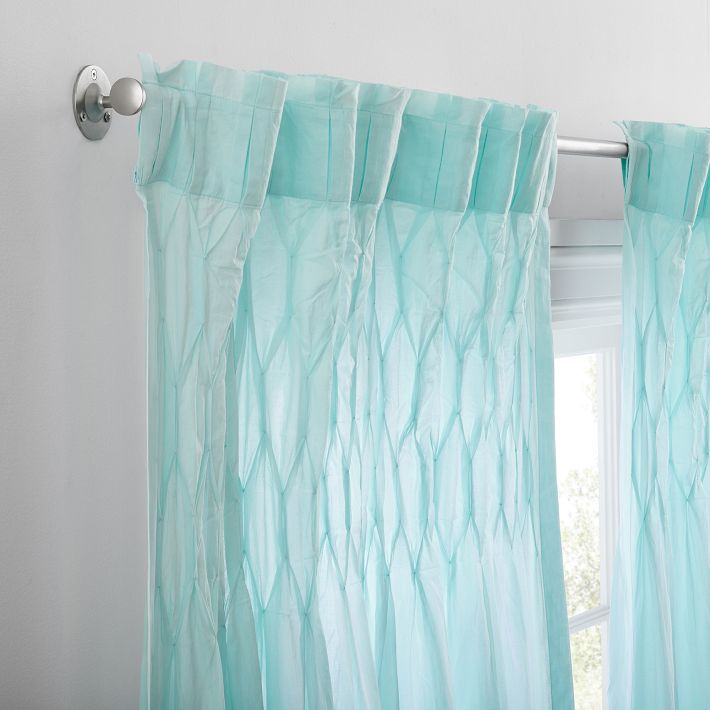 Smocked Pleated Sheer Curtain Pottery Barn Teen