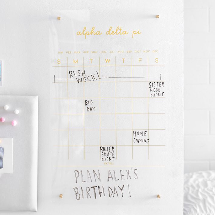 Acrylic Calendar with side notes - Gold text