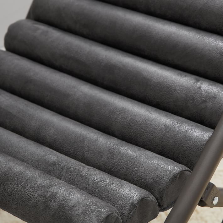 Textured Faux Suede Charcoal Channeled Sling Chair Pottery Barn Teen