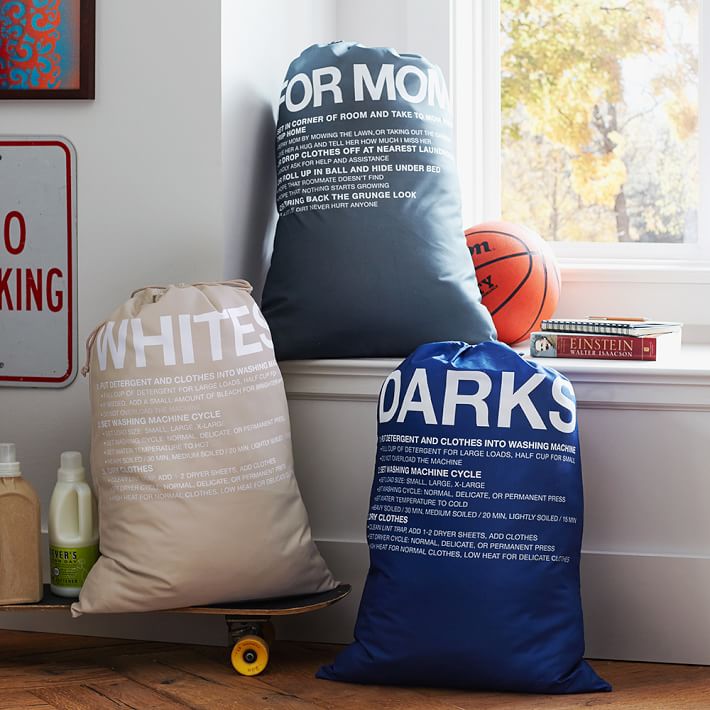 Easy Sort Laundry Bags, Set Of 3, Navy/Charcoal/Khaki