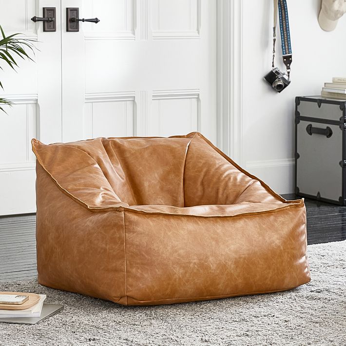 Faux Leather Caramel Bean Bag Chair