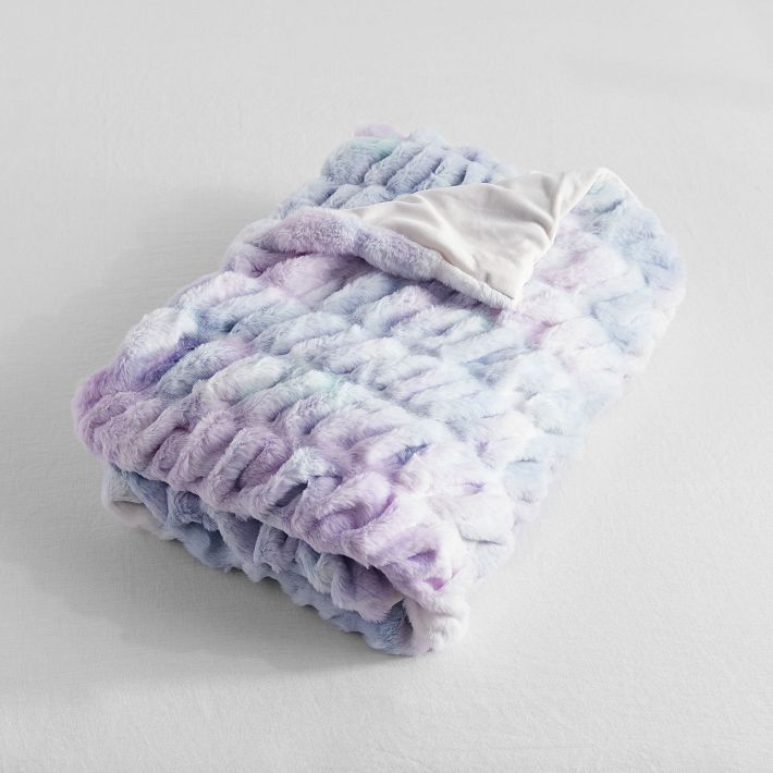 TieDye Ruched FauxFur Throw Blanket Pottery Barn Teen