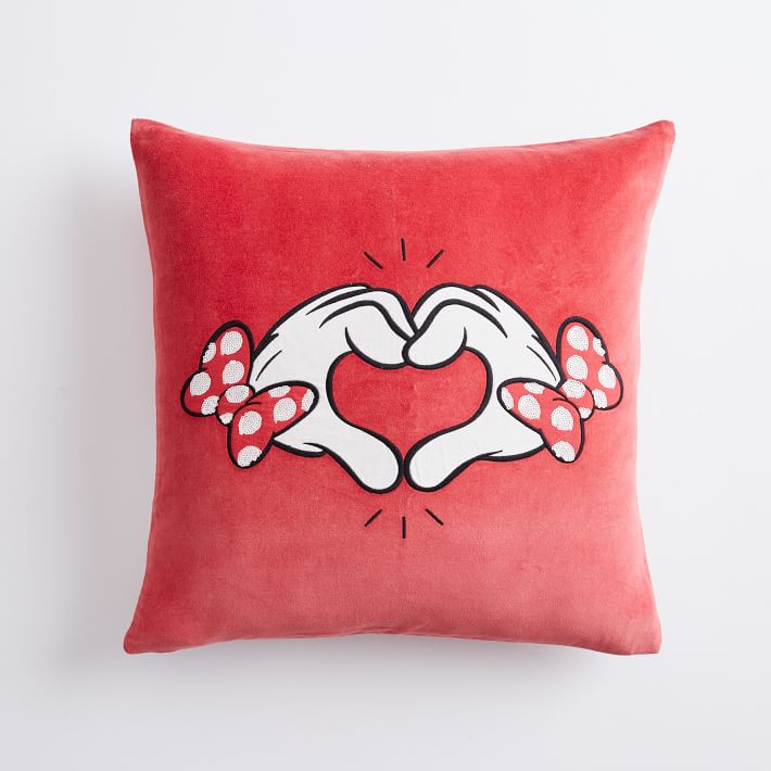 Disney Minnie Mouse Heart Hands Velvet Pillow Cover