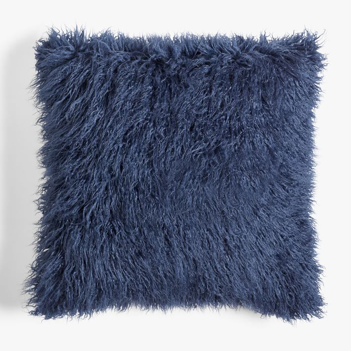 Navy blue 2024 faux fur pillow