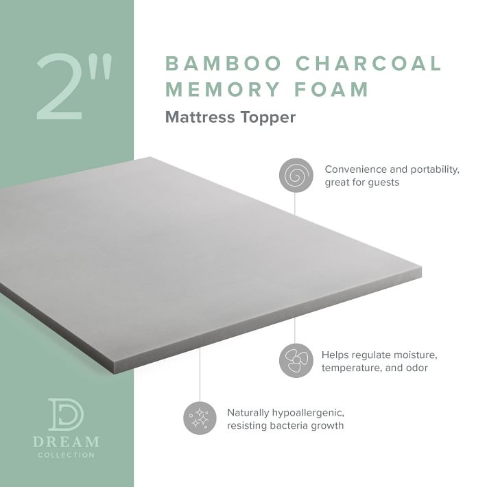 CharcoalInfused Memory Foam Mattress Topper Pottery Barn Teen