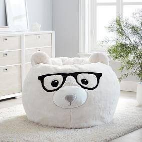 Ivory Polar Bear Faux Fur Bean Bag Chair, Pottery Barn Teen