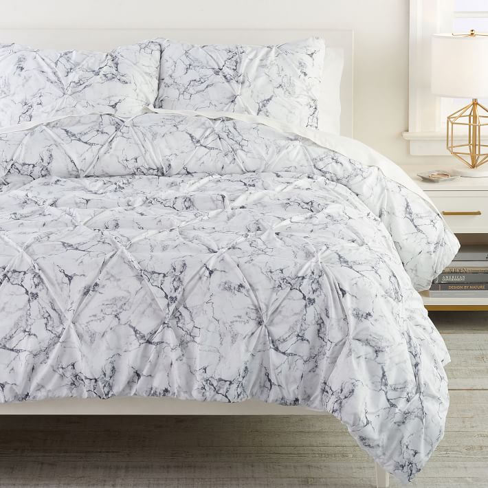Marble Recycled Microfiber Pintuck Comforter Bundle Set Pottery Barn Teen