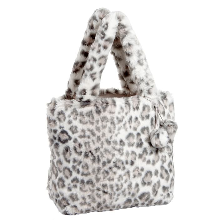 Faux Fur Gray Cheetah Tote Bag