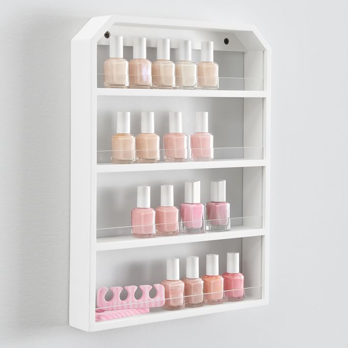 Amazon.com: MyGift Vintage Gray Wood Wall Mounted Nail Polish Holder  Display Rack with 4 Tier Shelf, Essential Oil Bottle Organizer : Home &  Kitchen
