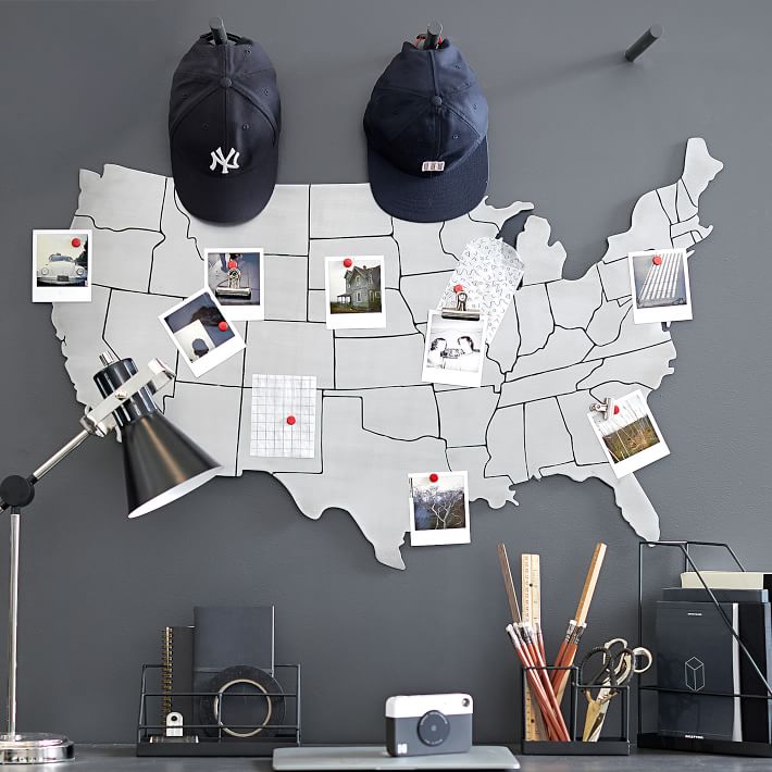 Galvanized Magnetic US Map | Wall Organizers | Pottery Barn Teen
