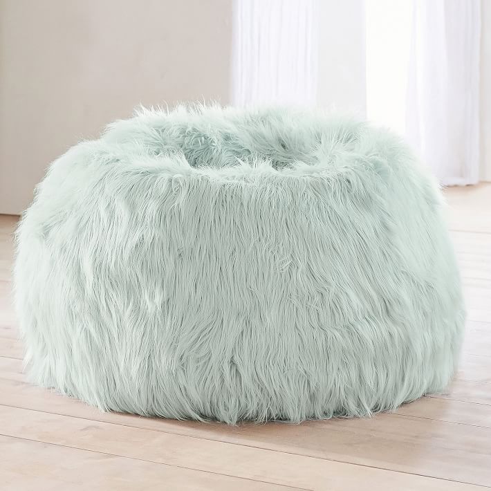 Sky Blue Fur-rific Faux-Fur Bean Bag Chair