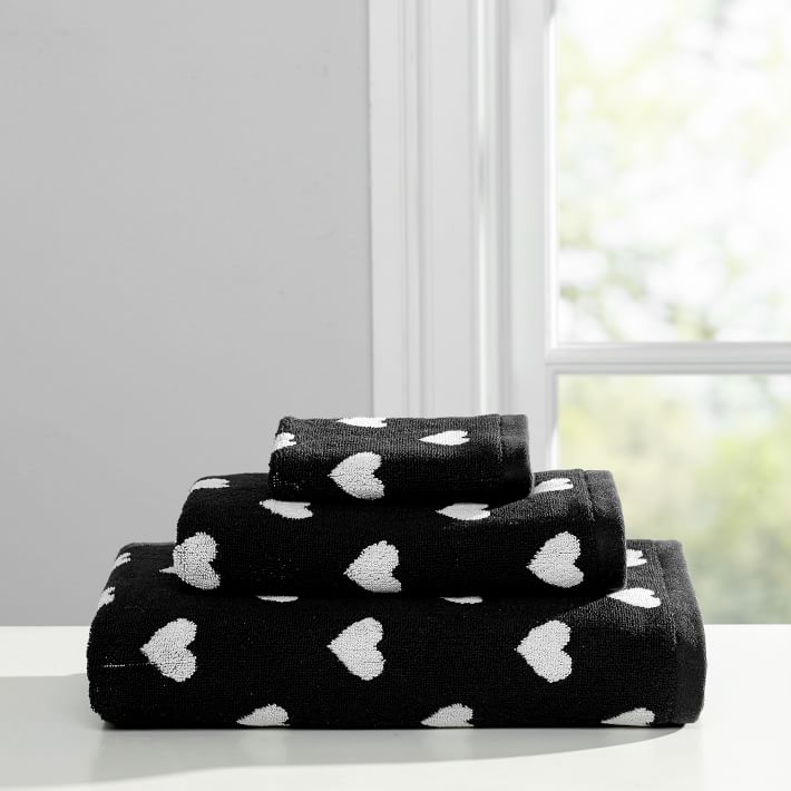 Hand-Stitched Artisanal Black Tea Towels - Heart - AllORA