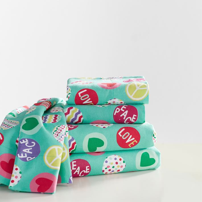 Peace And Love Flannel Sheet Set
